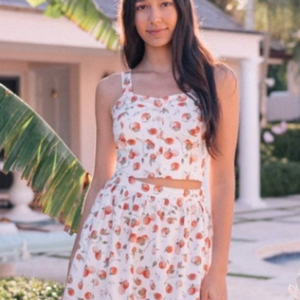 Gal Meets Glam Asymmetrical Dress in White and Orange Floral